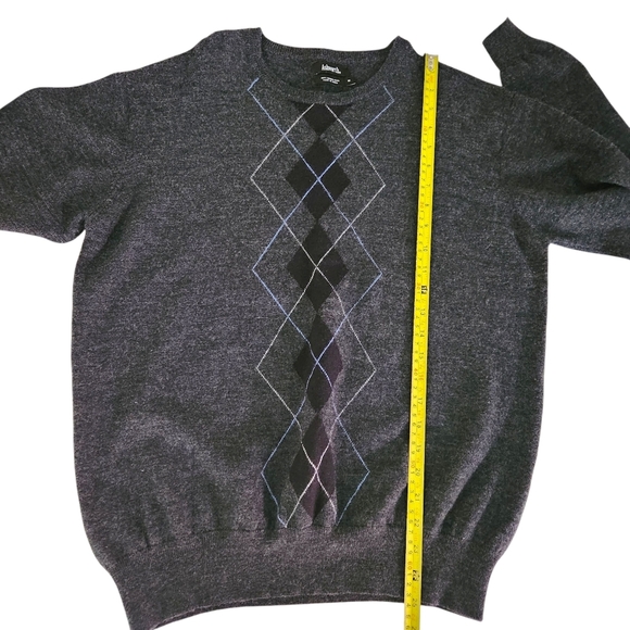 ASHWORTH Charcoal Gray Argyle Merino Wool Sweater classic preppy golf style m - Picture 8 of 10